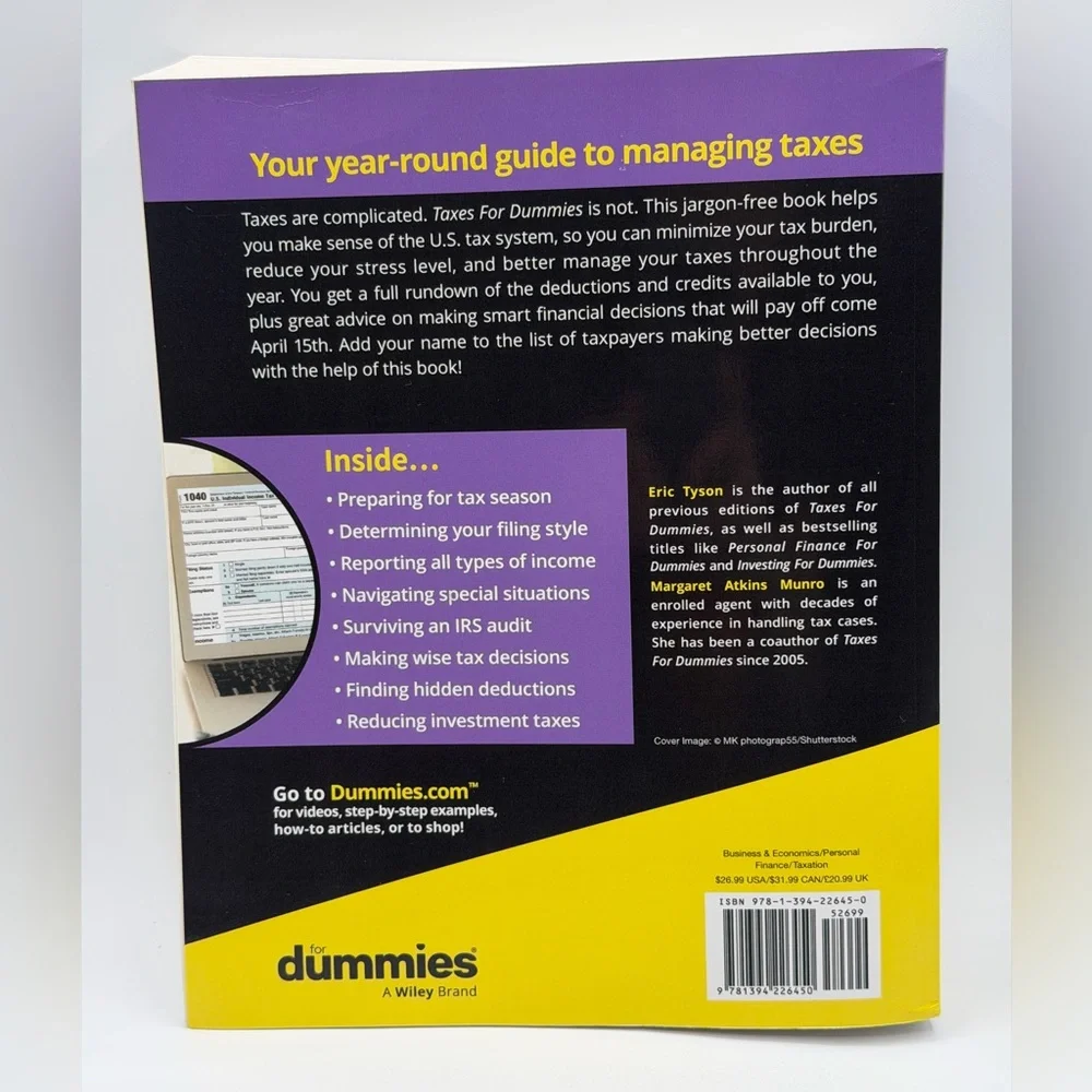 Taxes for Dummies by Eric Tyson and Margaret A. Munro 2024 Edition - Paperback
